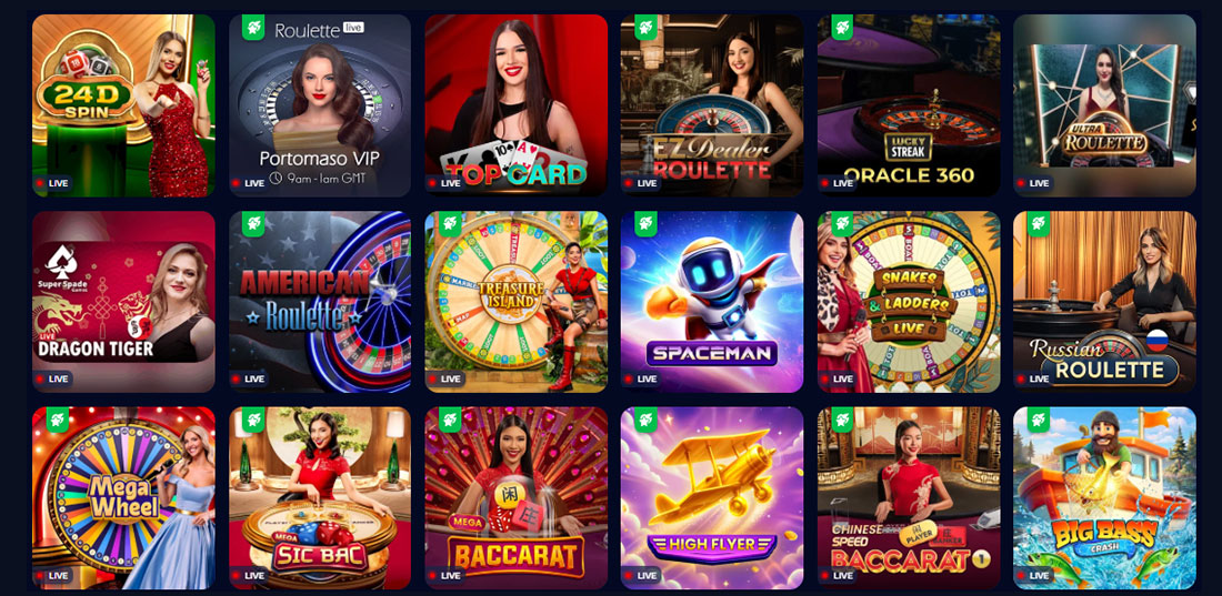 Live Casino giochi con dealer. 
