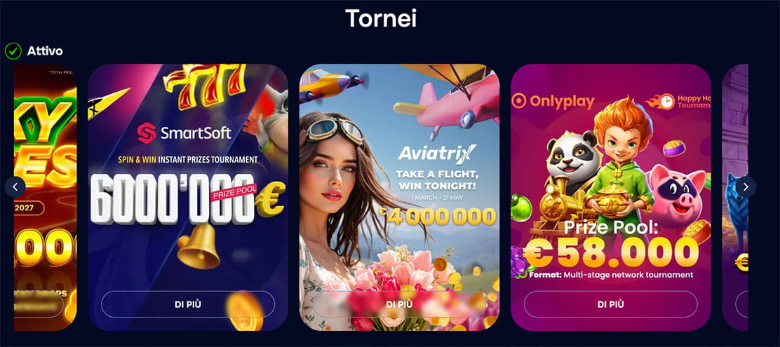 Online tournaments in Italian casinos.